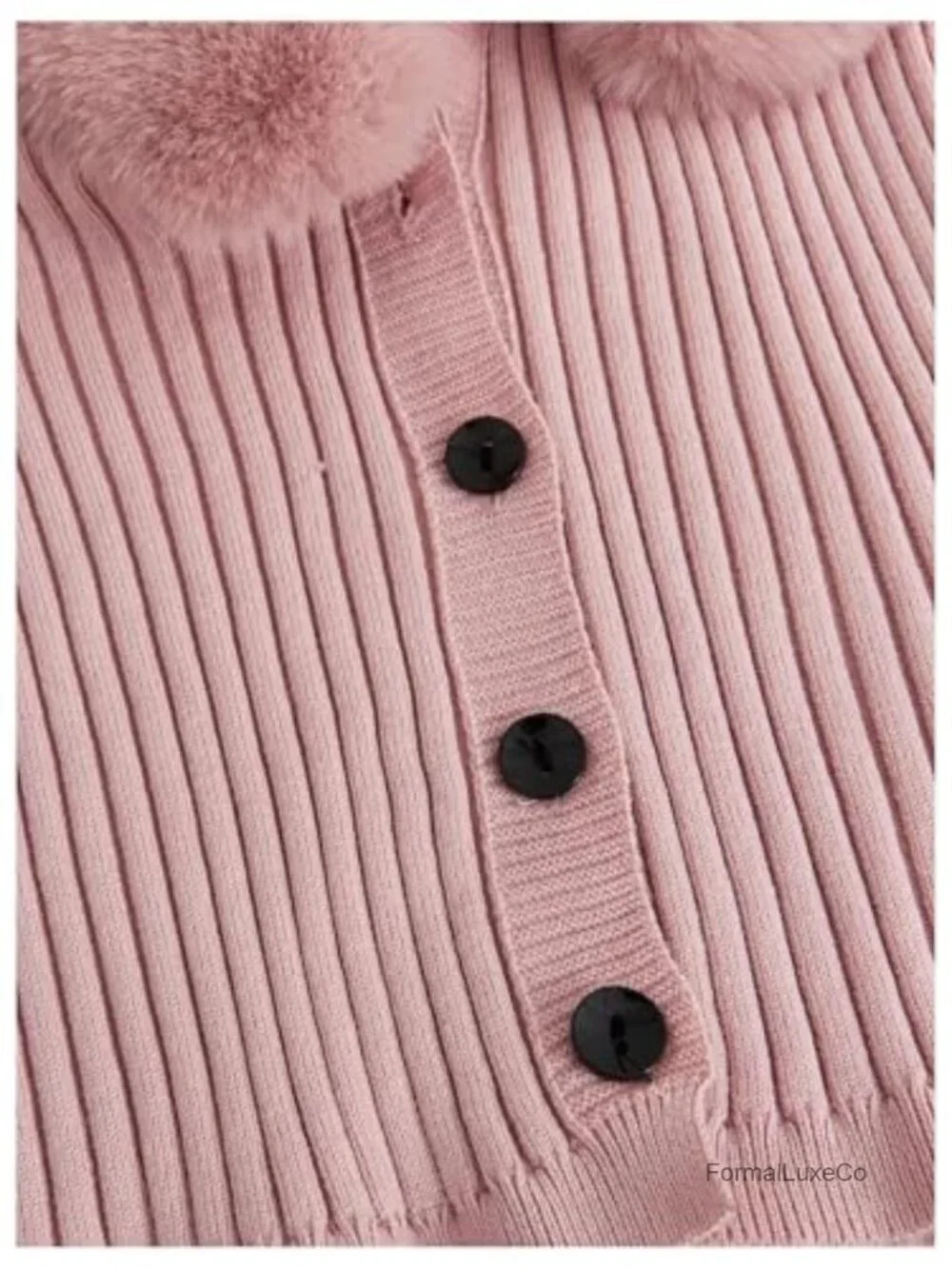 Faux Fur Furry Cardigan, Y2K Long Sleeve Rib Knit Sweater, Valentines